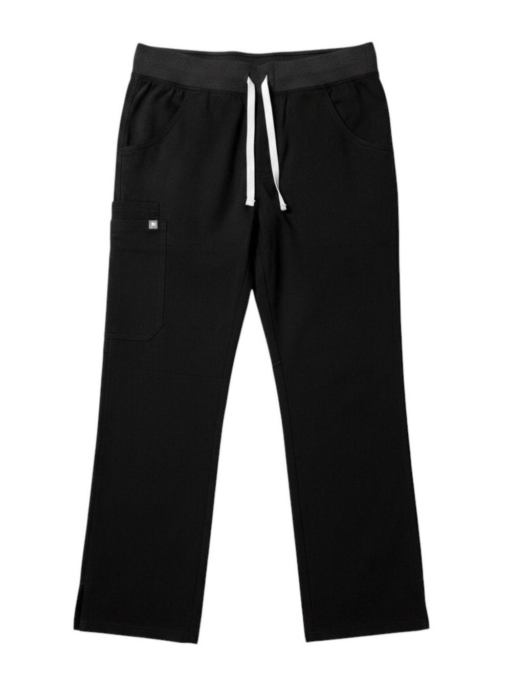 Figs Black Drawstring Scrub Pants with White Tie
